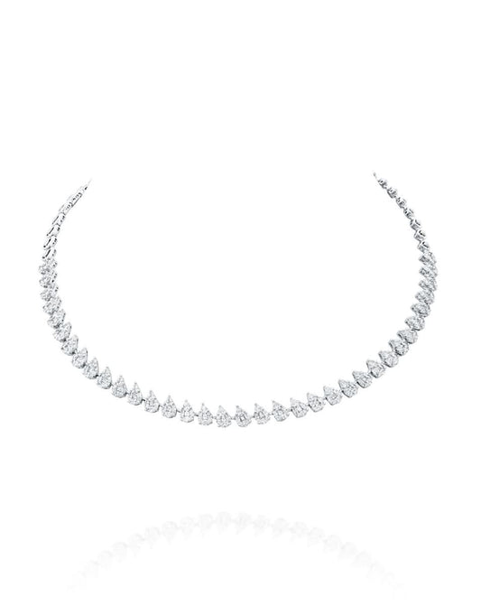 18K White Gold Pear-Cut Diamond Necklace