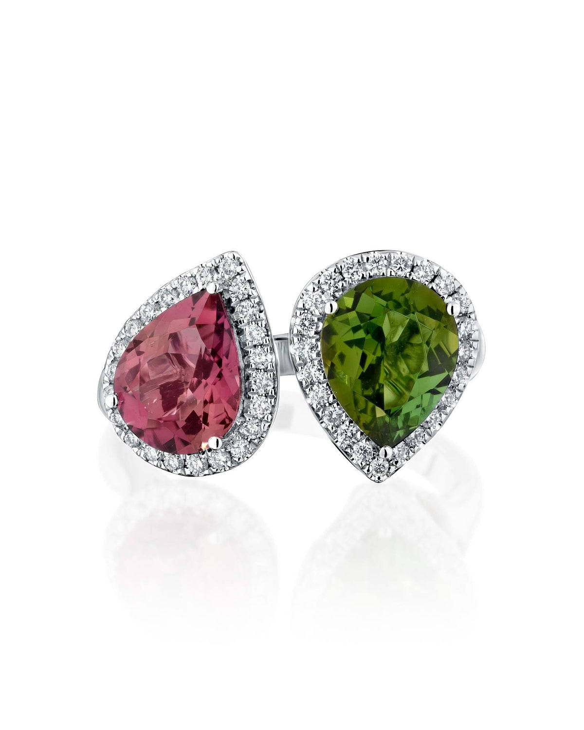Green and Pink Tourmaline Diamond Ring-3.21