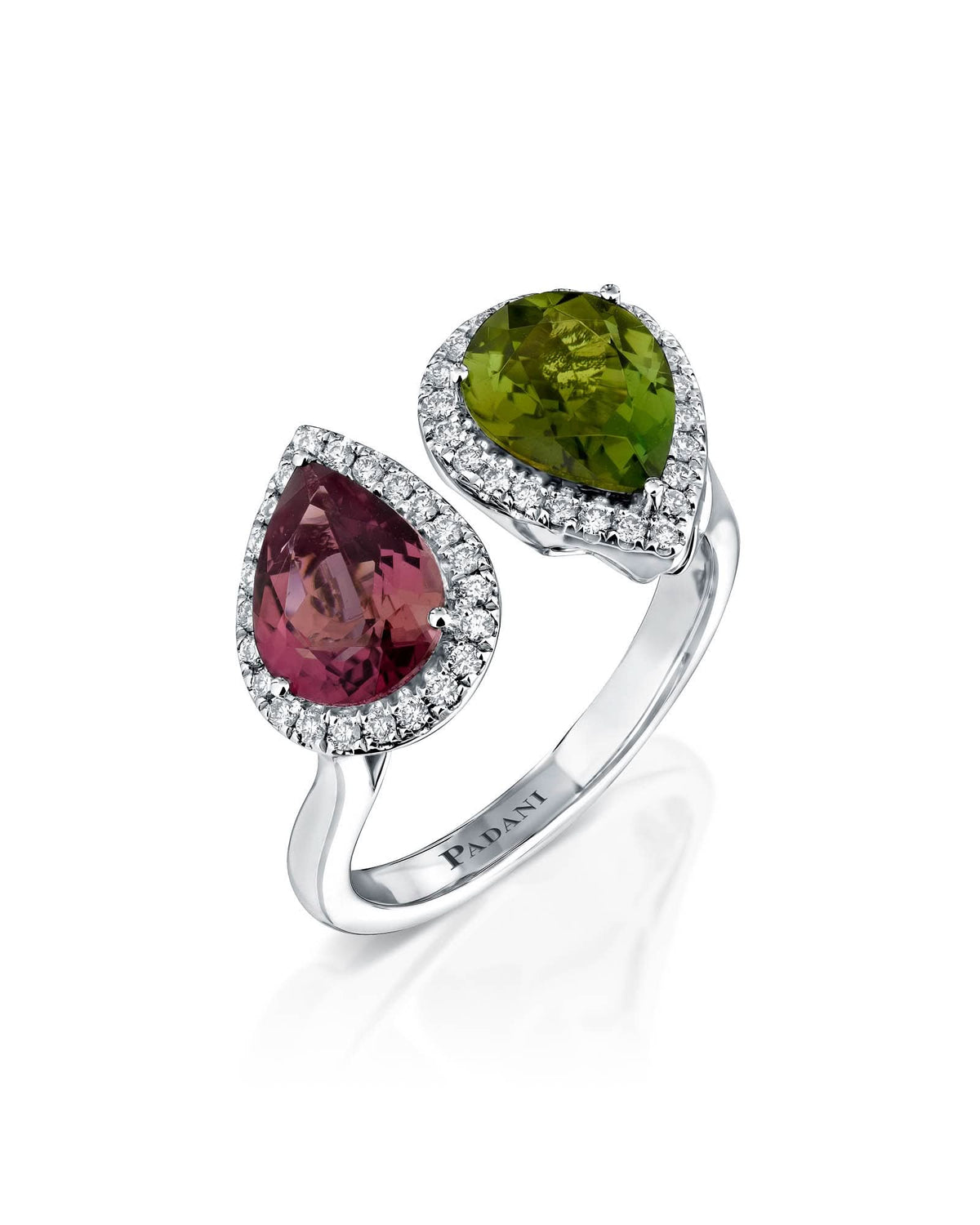 Green and Pink Tourmaline Diamond Ring-3.21