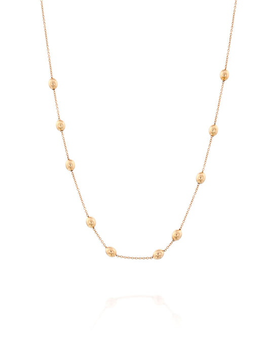 Shiny Rose Gold Necklace with Delicate Bead Accents