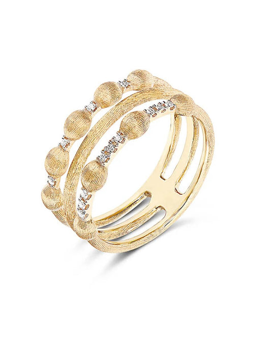 Yellow Gold Triple Row Diamond Ring