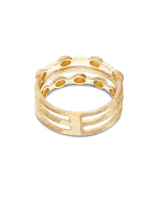 Yellow Gold Triple Row Diamond Ring