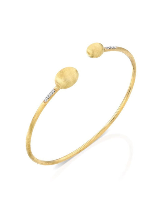 Yellow Gold Open Bangle with Diamond Accents