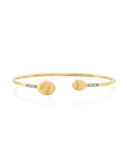 Yellow Gold Open Bangle with Diamond Accents