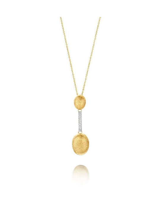 Yellow Gold and Diamond Double Drop Necklace
