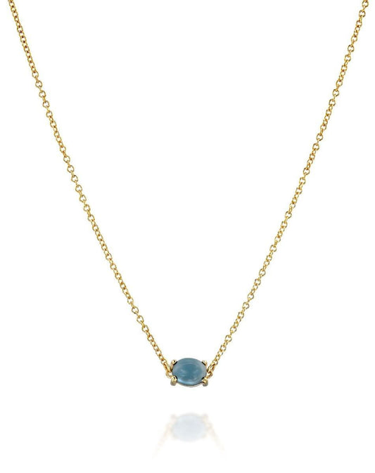 Yellow Gold Necklace with London Blue Topaz and Aquamarine Bead