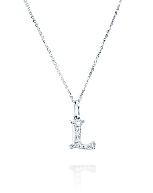 Diamond-studded letter L pendant