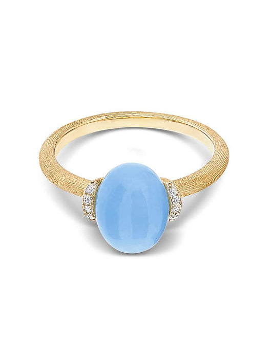 Yellow Gold Ring Featuring a Bold Aquamarine and Diamond Details- SMALL