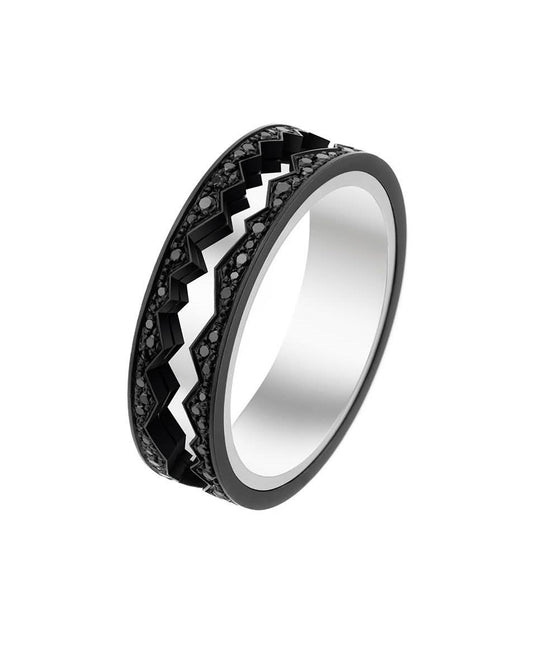 Akillis ring set with diamonds combined with white gold and DLC