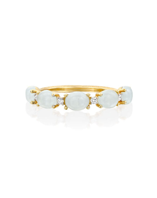 Yellow Gold Ring with Aquamarine and Diamond Accents