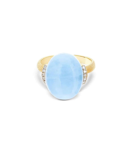 Yellow Gold Ring Featuring a Bold Aquamarine and Diamond Details- LARGE