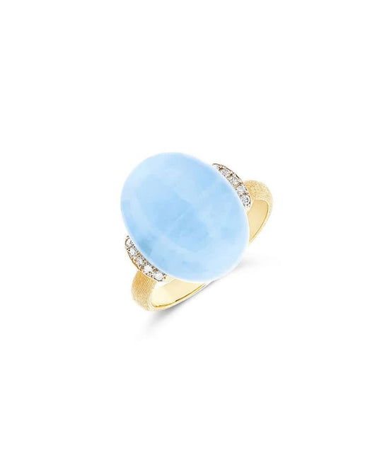 Yellow Gold Ring Featuring a Bold Aquamarine and Diamond Details- LARGE