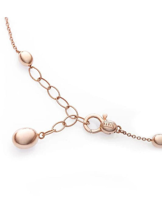 Shiny Rose Gold Bracelet with Oval Bead Accents